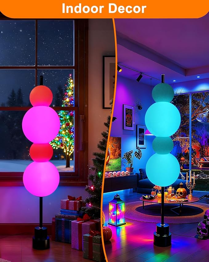 Lightdot RGB& 3000K Floor Lamp with Touch Control, Dimmable Colors Temperature & Brightness, Globe Modern Floor Lamp with Smart Bulb, Blue Standing Lamps for Living Room
