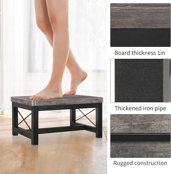 YINMIT Step Stool for Adults and Kids,Heavy Duty Step Stool for High Bed with Non-Slip Feet, Using for Bedroom, Hold Up to 500 lbs (Grey)