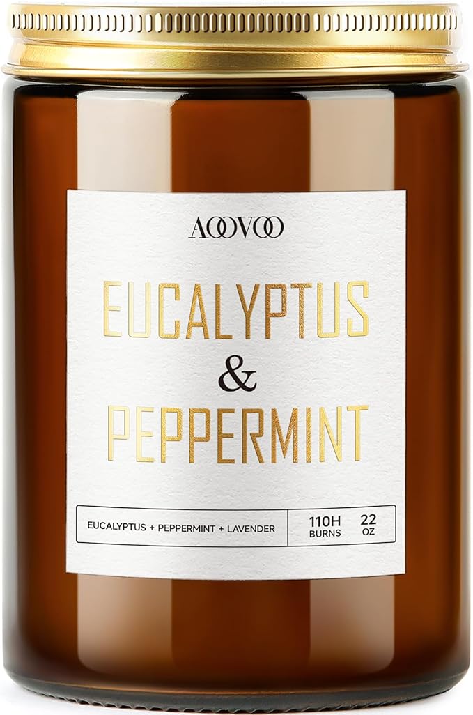 AOOVOO Eucalyptus Mint Candle - Large Scented Soy Wax Aromatherapy Candle, 22oz