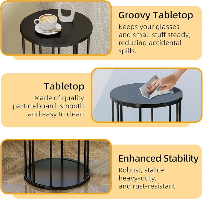 Plant Stand Indoor,small plant stool,Flower Pot Corner stand holder,Mid Century Heavy Duty Metal Tall Home Decor,Modern Round End Table,Small Rustic Display Stand for Living Room,Bedroom(Black,18In)