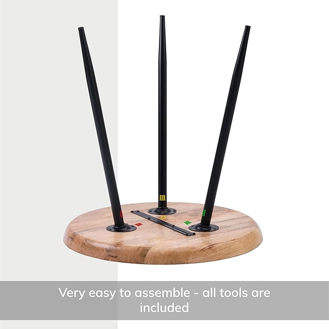 MH London Side Table - Dilan Tri Pin Small Table. Exclusively Designed Hand-Crafted Small Nightstand. Solid Wood Round End Table. Contemporary Accent Table for Bedrooms, Living Rooms and Home Office