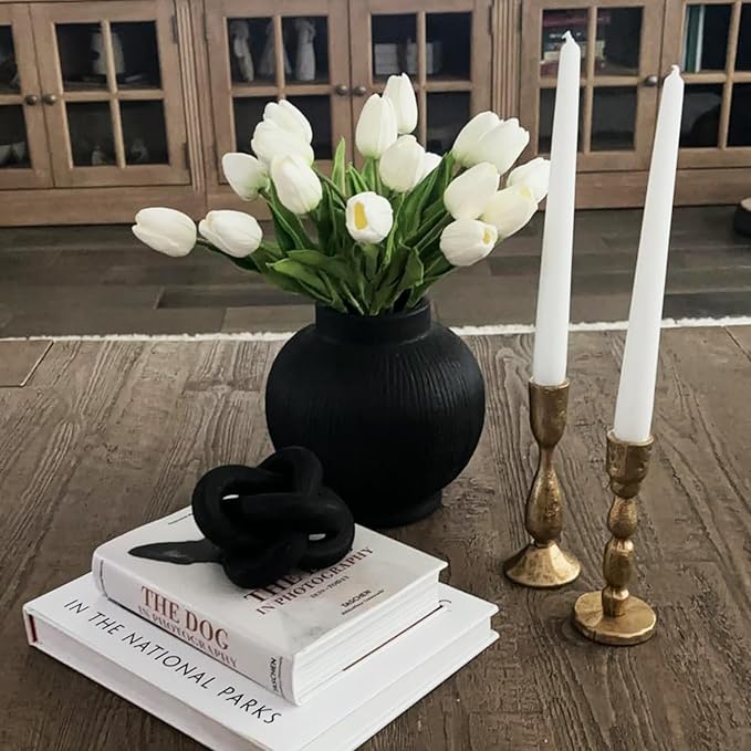 ABAJI 20PCS Tulip Artificial Flowers 12.6inch Real Touch for Wedding Decor Banquet Party Home Hotel Office Decoration Holiday Anniversary Celebration Faux Sterm