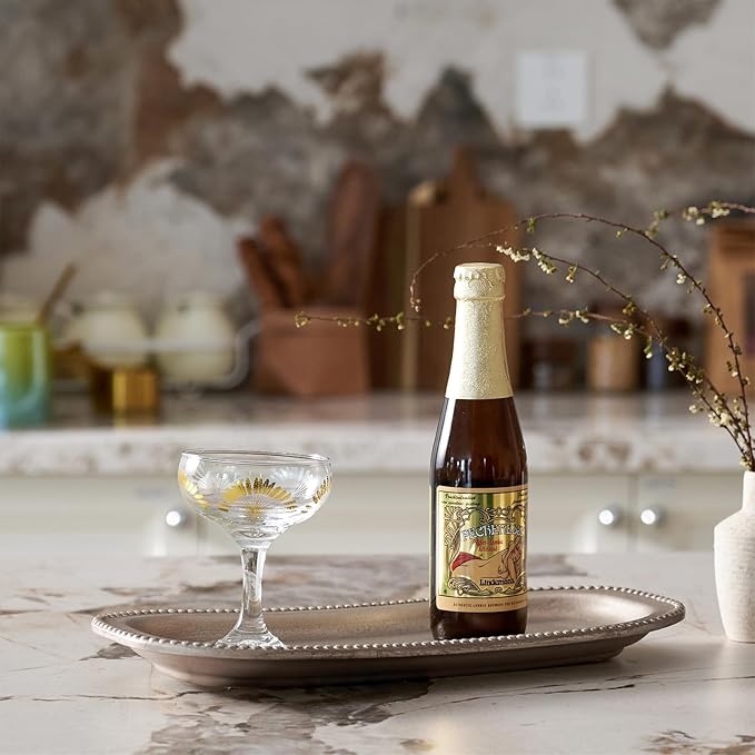 Wooden Decorative Tray, 13.9×5.9" Oval Distressed Boho Coffee Table Tray Decor, Kitchen Dining Table Trays Farmhouse Home Decor, Wood Beaded Rustic Trays for Living Room, Bathroom (Golden Brown)