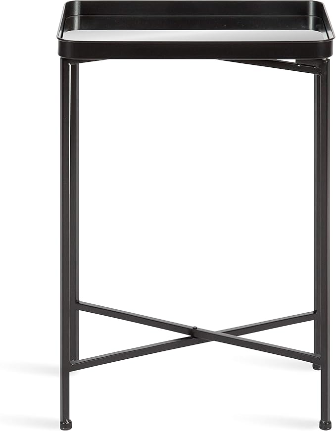 Kate and Laurel Celia Modern Side Table, 18 x 12 x 26, Black, Foldable Rectangular End Table for Storage and Display