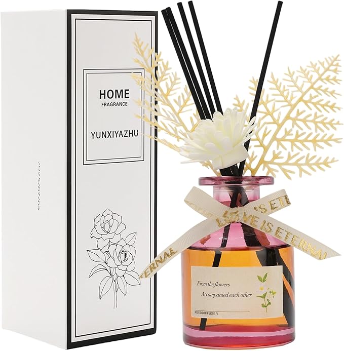 Rose Scented Reed Diffuser 130ML - Romantic Floral Scent, Long-Lasting Fragrance Oil, Elegant Glass Bottle,Aroma Diffuser Stick, Perfect for Bedroom, Bathroom, Living Room,Office