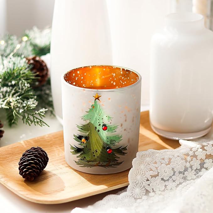 Christmas Candle 11OZ - Pine Fir Scented Candle with Xmas Tree Design, Indoor Christmas Winter Table Decorations, Ideal Gifts