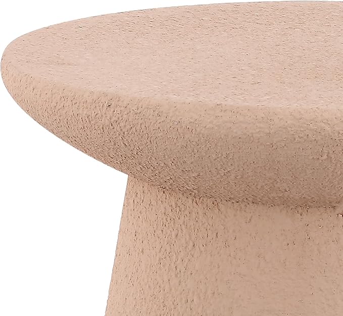 JONATHAN Y TBL1108B Hollie 18" Minimalist Modern Drum Indoor/Outdoor Accent Table Pedestal, Contemporary, Mid-Century, Art Deco, Bohemian, Patio, Garden Room, Bathroom, Living Room, Pink Frosted