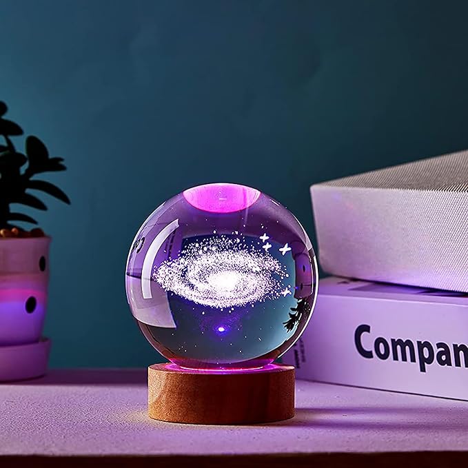 3D Celestial Balls Lamp Galaxy Crystal Ball Lamp with Remote Control, Galaxy System Model Decor Science Astronomy Gifts God Bless The World Easter Religious Space Gifts Decor