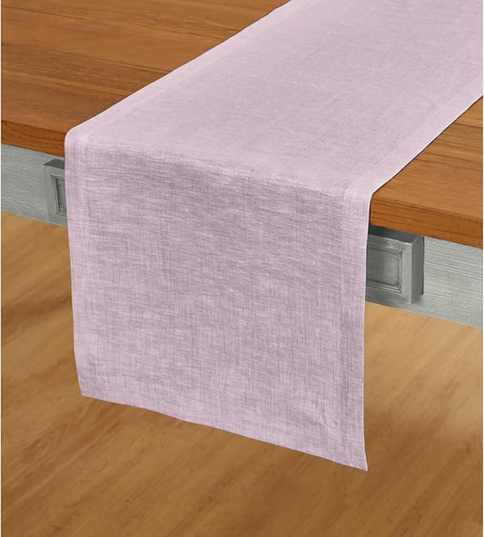 Solino Home Linen Chambray Lavender Table Runner 90 Inches Long - Athena, 100% Pure Linen Dining Table Runner 14 x 90 Inch - Thanksgiving, Holiday