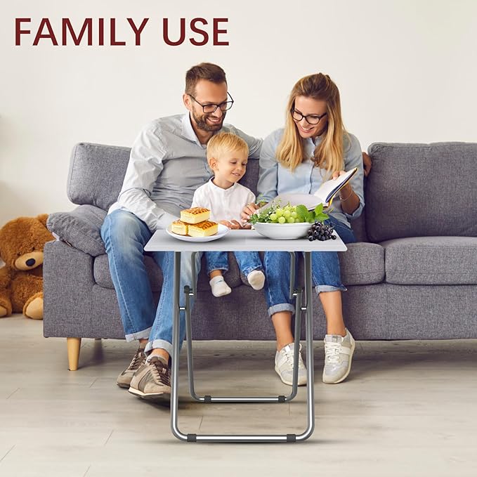 Large Tv Trays, Folding Tray Table, Dinner Tv Table for Eating with No Assembly Required&Sturdy, Foldable Snack Eating Side Table on Bed & Sofa for Living Room,27.3 * 19in(White)