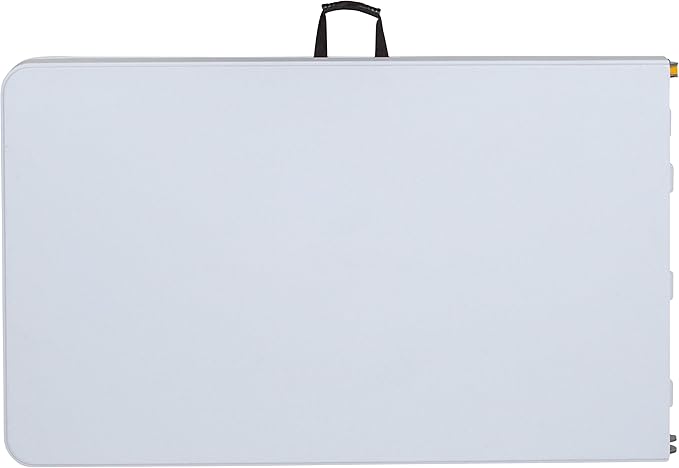 EMMA + OLIVER 8' Height-Adjustable Rectangular Bi-Fold Plastic Folding Table, Long Plastic Foldable Table for Residential Indoor/Outdoor Events, White