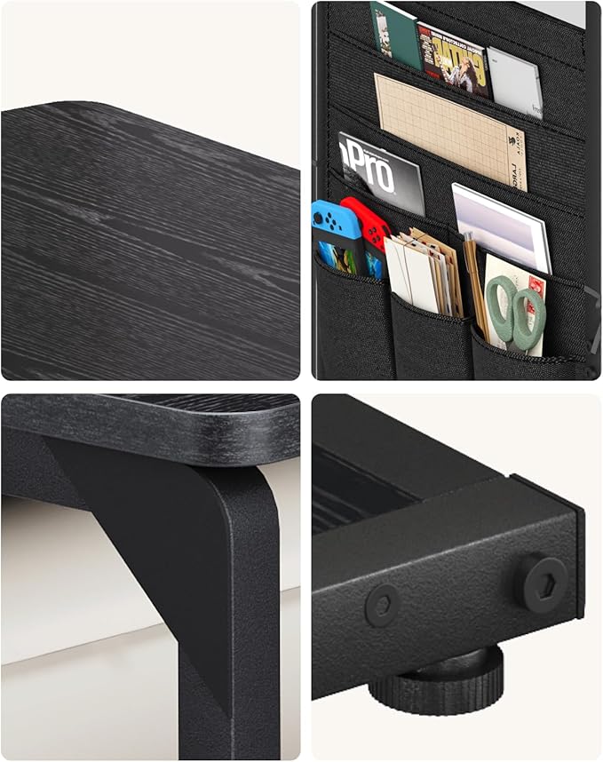 C-Shaped End Tables, TV Trays Set of 2, Small Side Table for Couch with Storage Bag, Sofa Table for Living Room, Bedroom, Bedside ET-P-BKW2