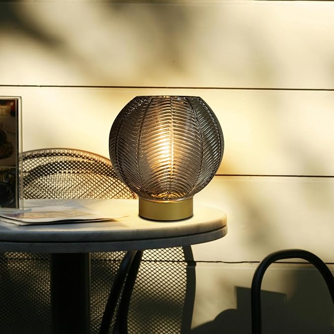 Battery Operated Lamp with Timer, Table Lamp Battery Powered, Small Cordless Bedside Lamp for Living Room Battery Lamp for Bedroom Kitchen Bath Room-Grey