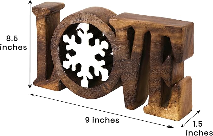 Decozen Handcrafted Solid Wood Love Sculpture from Daughter, Son, Husband - Ideal for Home, Mantel, Fireplace, and Foyer Decor - Tabletop Accent
