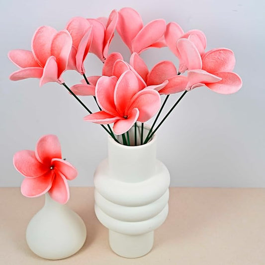 Birthday Gifts for Women 20pcs Grapefruit Pink Flowers PU Real Touch Flowers Hawaiian Plumeria Frangipani Artificial Flowers for DIY Birthday Gifts Wedding Gifts Home Decor Table Centerpiece