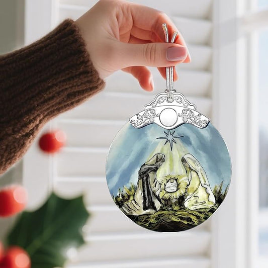 Stained Glass Nativity Ornament, Religious Christmas Ornaments, Christmas Decorations for Tree, Holiday Ornament, Christian Gifts, Religious Gifts, Gift Ideas & Xmas Gift
