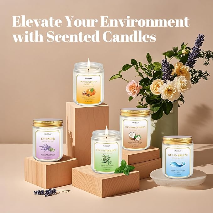 Eucalyptus Mint Candle, 9 oz Scented Candles for Home Soy Candle Wax, Aromatherapy Candles for Women Men, Birthday Christmas Gifts, Perfect for Creating a Relaxing Ambiance