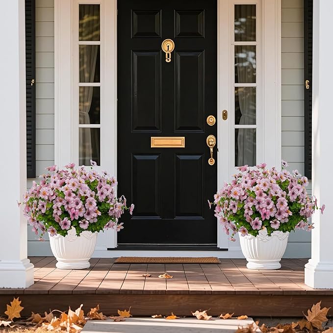 12 Bundles Artificial Flowers for Outdoor Indoor Fake Flowers uv Resistant Artificial Outdoor Flowers Fake Plants for Porch Garden Home Patio Decor(Pink)