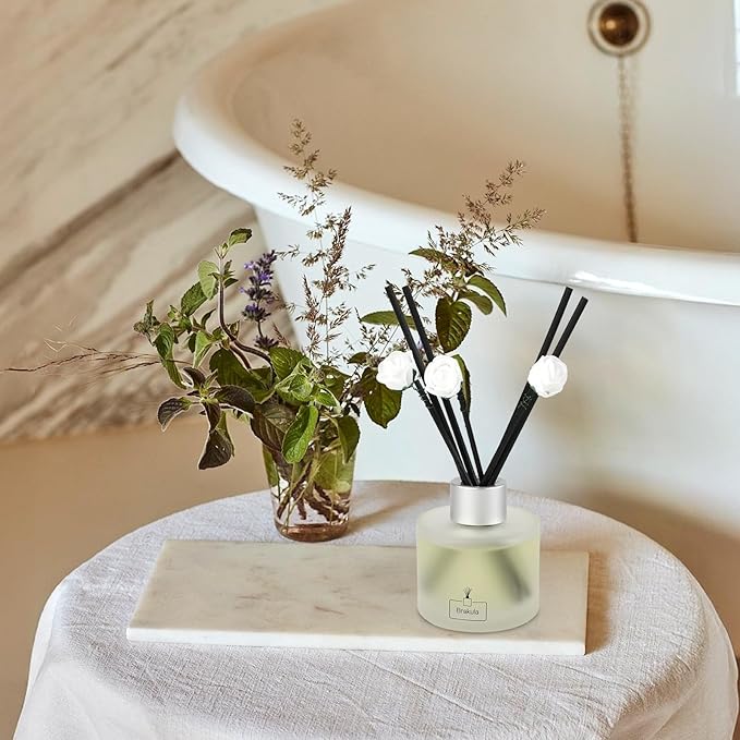 Brakula 2 Pack Reed Diffuser Set, Real Flower Scented, Home Fragrance with 14 Sticks Bathroom Decor, Reed diffusers for Home 6.76 fl oz (Real Flower)