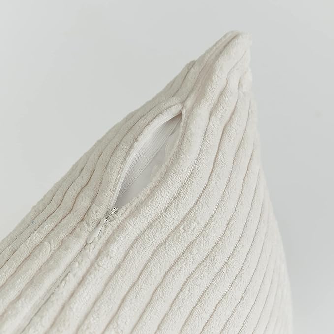 Home Brilliant Set 2 Couch Pillow Covers Decorative Throw Pillows Corduroy Bed Sofa Couch Gift Christmas Decor, 18x18 inch, Cream Cheese