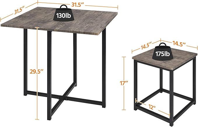 Yaheetech Industrial Dining Table Set for 4 Compact Kitchen Table and 4 Stools, Space-Saving Design for Apartment, Small Space, Breakfast Nook, Drift Brown