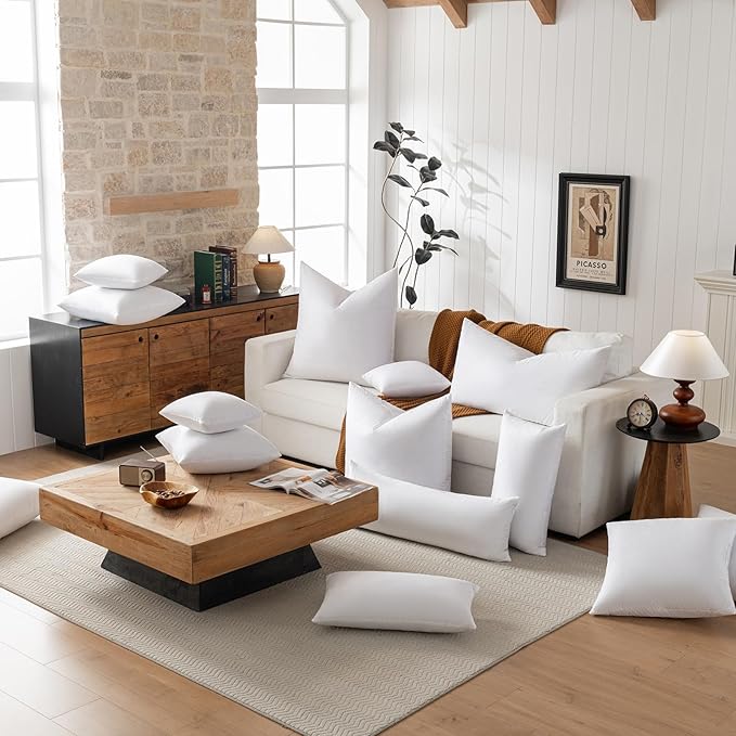 Goose Feathers and Down Pillows, Cotton Cover, Bed Sleeping Hotel Collection Pillows,Set of 2, King Size 20x36