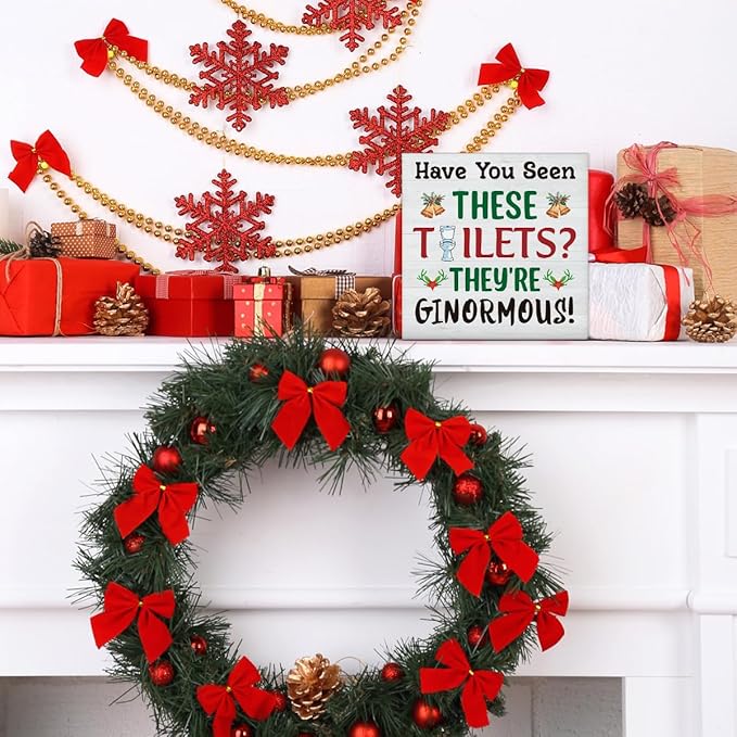 Christmas Bathroom Decorations - Funny Christmas Vacation Decor, Have You Seen These Toilets Wooden Signs, Home Decor for Desk Table Shelf 5 X 5 Inches
