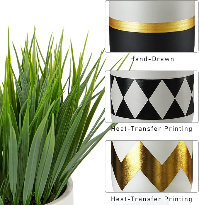 Artificial Plants Small Faux Plant Decor 3Pcs Fake Potted Plant Faux Plants in Pots Fake Grass Pot for Home Table Office Desk Room Bathroom House Indoor Decorative Gifts