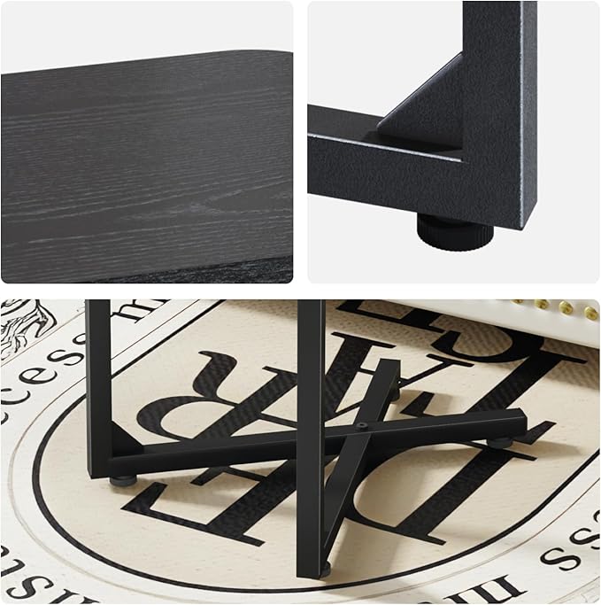 C-Shaped End Table, Small Side Table for Couch, Sofa TV Tray Table for Living Room, Bedroom, Bedside ET-X-BK1