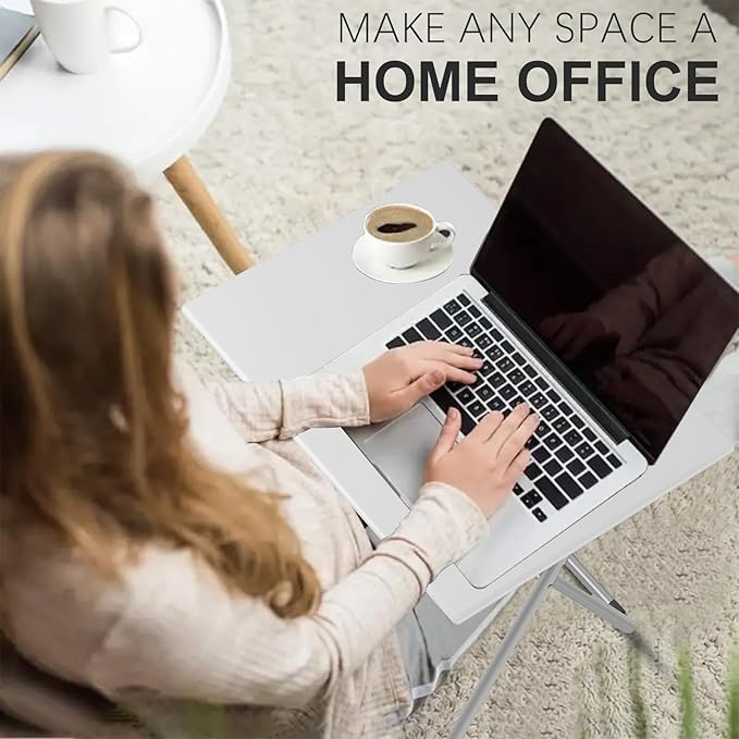 Large Tv Trays, Folding Tray Table, Dinner Tv Table for Eating with No Assembly Required&Sturdy, Foldable Snack Eating Side Table on Bed & Sofa for Living Room,27.3 * 19in(White)