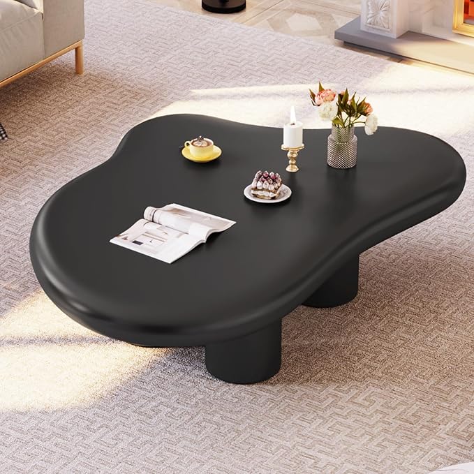 Guyii Modern Coffee Table Cloud Coffee Table Cute End Table with 4 Legs Living Room Table Black End Table for Living Room Apartment Studio 35.82" Easy Assemble