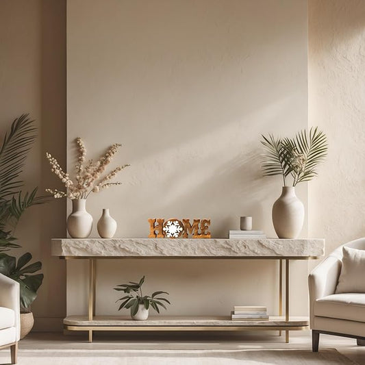 Decozen Handcrafted Solid Wood Home Letters Sculpture from Daughter, Son, Husband - Ideal for Home, Mantel, Fireplace, and Foyer Decor - Tabletop Accent