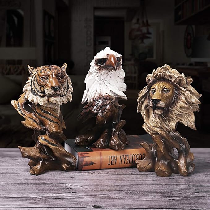 FUNSXBUG 10.8 Inch Resin Tiger Statue Sculpture Animal Collectible Figurine Gift Idea Home Desktop Decoration