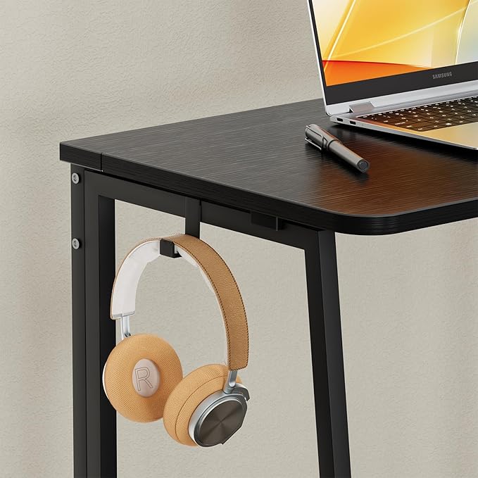 WOHOMO Folding Desk, 47.2" Foldable Computer Desk for Bedroom, Space Saving Computer Table Writing Workstation for Home Office, Easy Assembly, Black