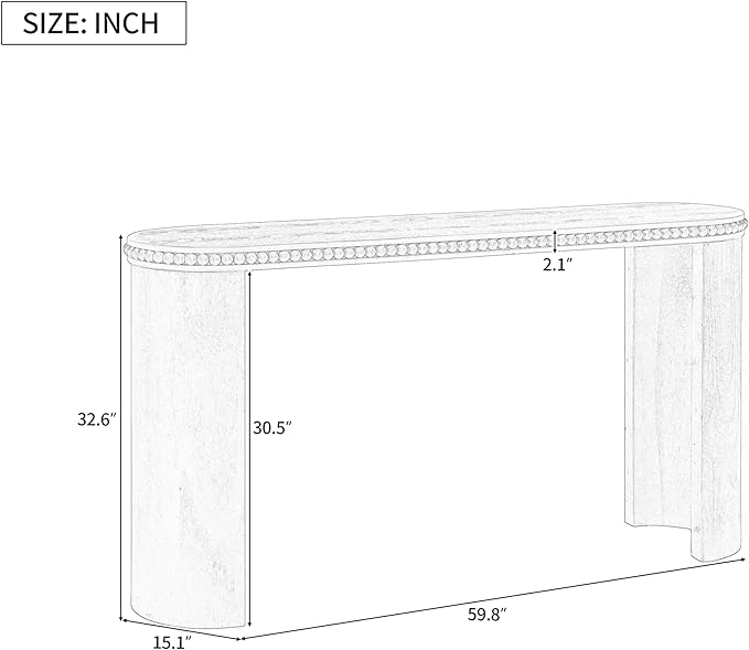 kevinplus 59.8'' Console Table Sofa Table for Entryway, Modern Elegant Design & Reversible Curved Column Leg, Easy Assemble, Black