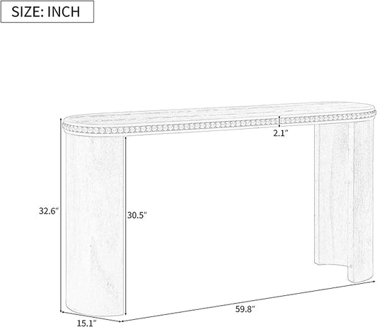 kevinplus 59.8'' Console Table Sofa Table for Entryway, Modern Elegant Design & Reversible Curved Column Leg, Easy Assemble, Black