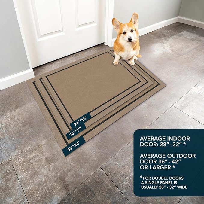 Ultra Thin Door Mat Indoor Entrance, 1/10 in Thin Door Mats for Inside Entry, Non-Slip Rubber Backing Washable Doormat, Fade Resistant, Absorbent, Low Profile Dirt Trapper, 35"X24",Orange