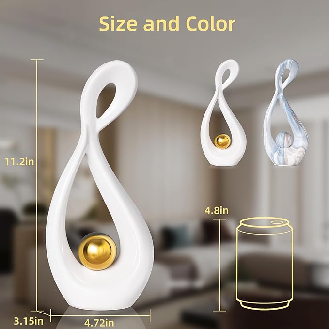 Blue Table Sculptures Home Decor, Living Room Decor Accents, Ceramic Statue Abstract Art Sculpture Table Centerpieces, Modern Shelf Decoration Entryway Table Decor