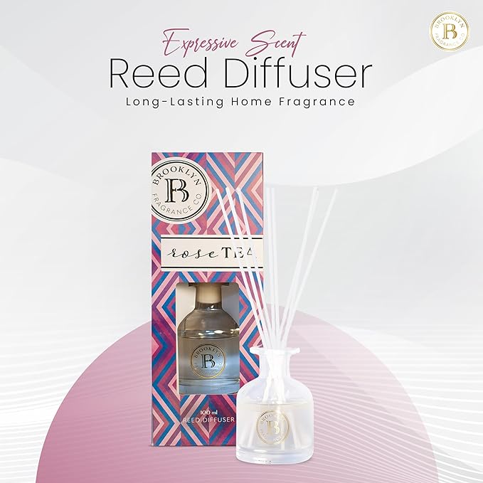Brooklyn Fragrance Co. Aroma Diffuser - Luxurious Rose Scent Long Lasting Premium Fragrance - Air Freshener for Home - Scent Diffuser for a Large Room - 100ML
