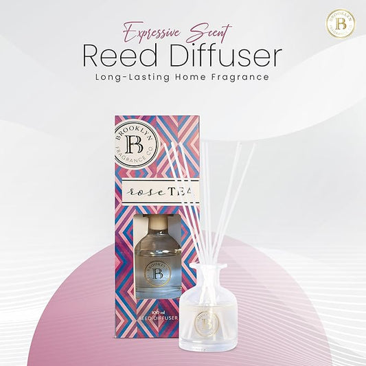 Brooklyn Fragrance Co. Aroma Diffuser - Luxurious Rose Scent Long Lasting Premium Fragrance - Air Freshener for Home - Scent Diffuser for a Large Room - 100ML