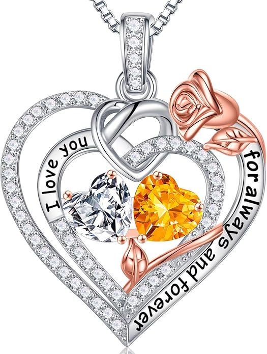 Iefil Christmas Gifts for Wife Women - 925 Sterling Silver Double Birthstone Necklace, Anniversary Birthday Gifts for Women, Jewelry Gift for Wife Girlfriend Mom Her