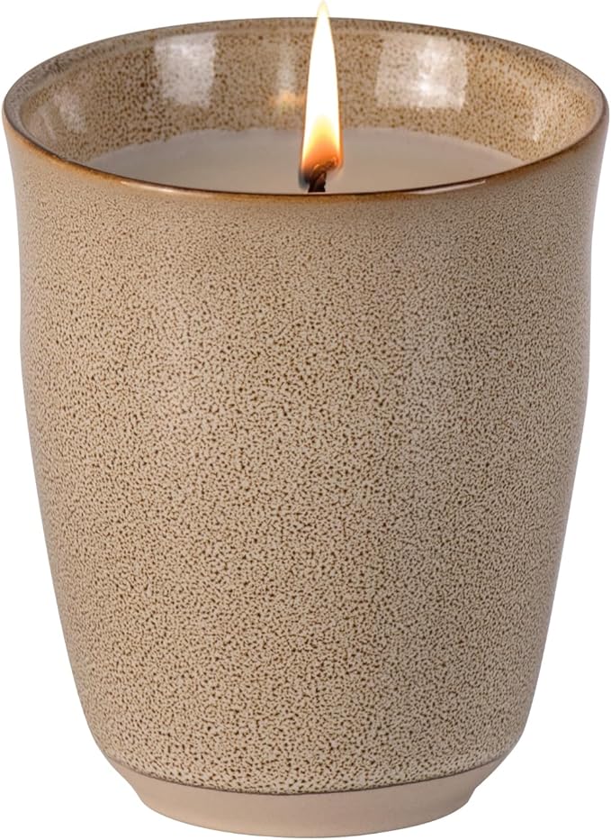 Scented Candle, 9oz Soy Candles, Red Rose Scented White Candles for Women & Men, Long-Lasting Aromatherapy Jar Candle Wax for Home, Bathroom, Non Toxic Candle Gift (Brown Ceramic Cup 19)