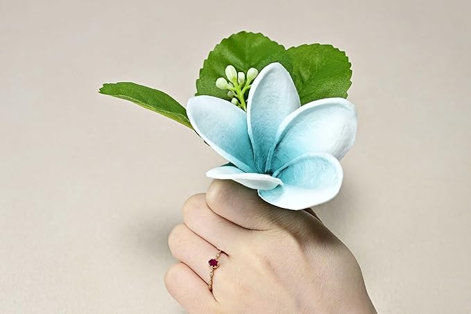 Birthday Gifts for Women 10pcs Gradient Peacock Blue Flowers PU Real Touch Flowers Hawaiian Plumeria Frangipani Artificial Flowers for DIY Birthday Gifts Wedding Gifts Home Decor Table Centerpiece