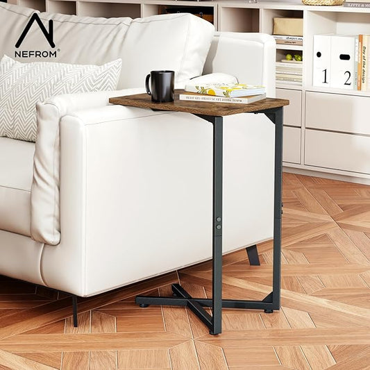 C-Shaped End Table, Small Side Table for Couch, Sofa TV Tray Table for Living Room, Bedroom, Bedside ET-X-BR1