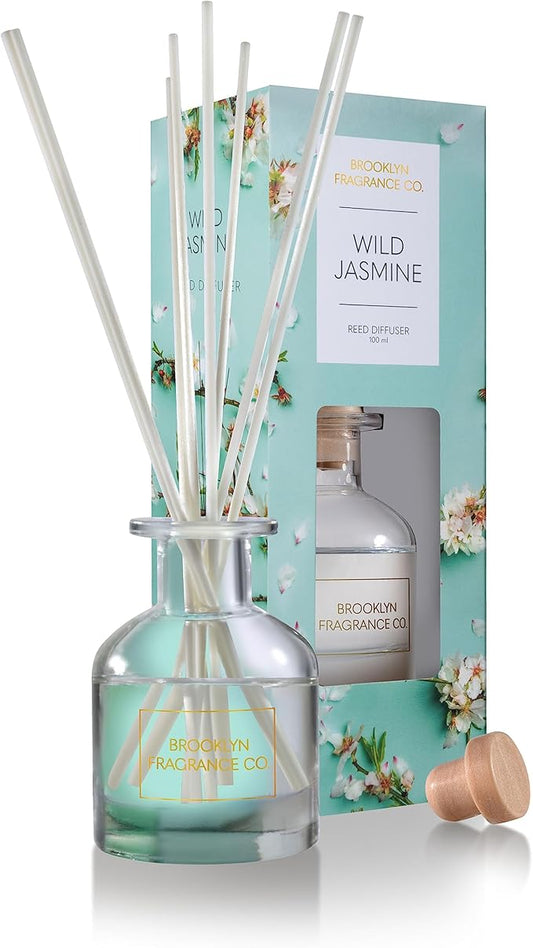 Brooklyn Fragrance Co Expressive Scent Reed Diffuser: Long-Lasting Home Fragrance, 100mL Bottles, Over 20 Scents Including Lavender, Jasmine, Fresh Linens