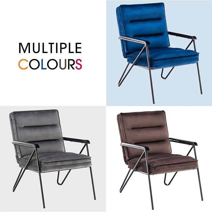 MCombo Modern Accent Chair, Velvet Club Chair, Upholstered Armchair for Small Space, Living Room & Office Reception, Fabric 4747 4750 (Chair, Blue)