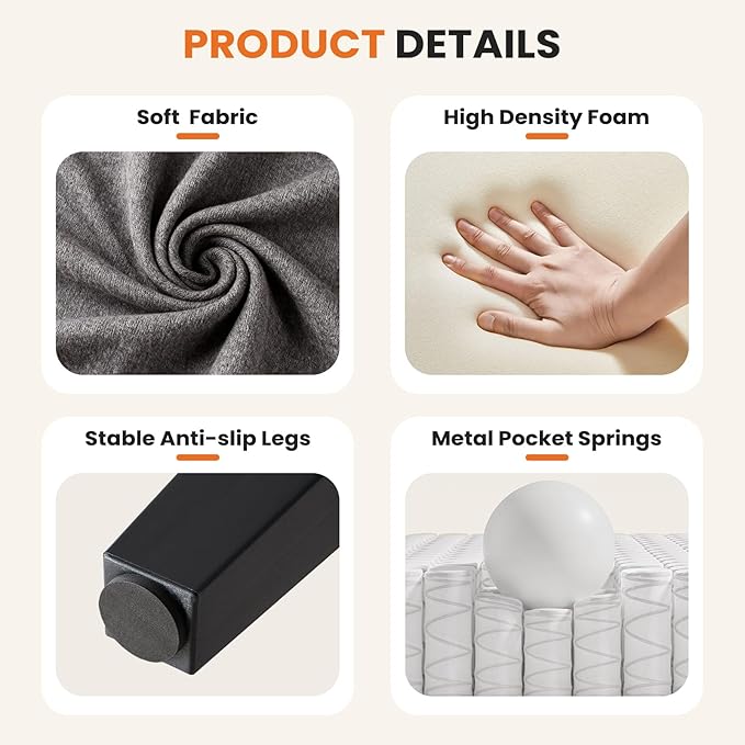 Sweetcrispy Modern Accent Chairs for Living Room, Corner Chairs for Adults, Reading Chair with Armrest and Backrest, Comfy Lounge Chairs for Bedroom, Waiting Room and Reception Room, Grey