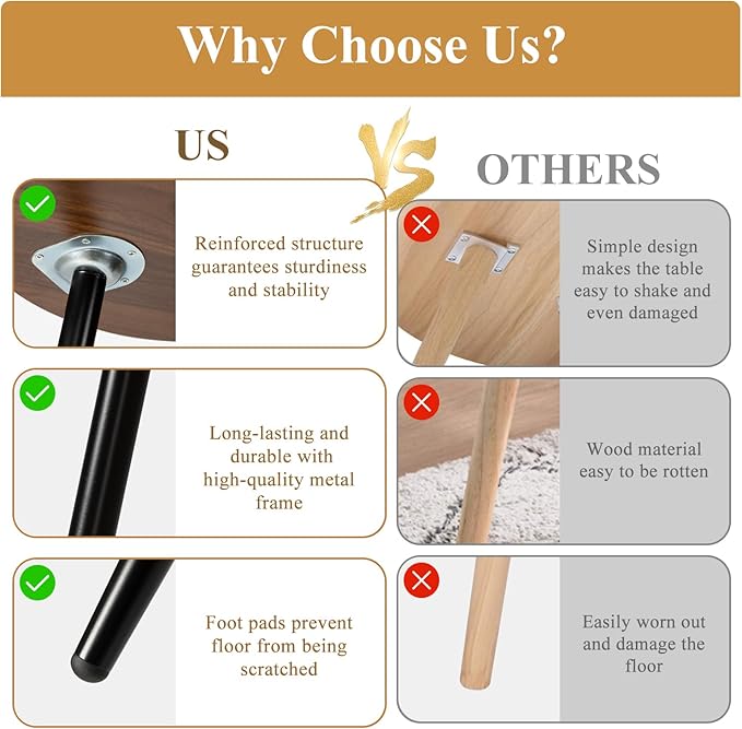 danpinera Round Side Table, Metal Legged Accent Table with Wooden Tray, Small Round End Table for Living Room, Bedroom, Nursery, Brown & Black