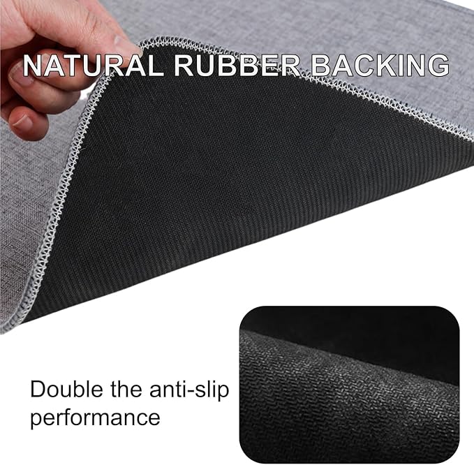 Indoor Door Mat, 1/10 in Ultra Thin Door Mat, Non-Slip Natural Rubber Backing Inside Doormat, Washable, Low-Profile Entrayway Mats, Durable Dirt Trapper for Various Entrance, 30''X17'' Grey