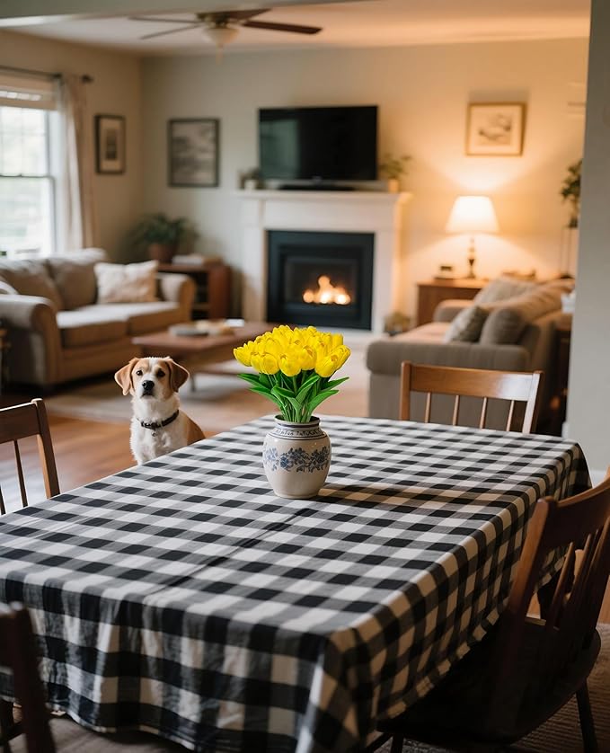 Yellow Artificial Tulip Flowers 15PCS Real Touch Faux PU Tulips Bouquet Faux Spring Flowers for Floral Arrangements Table Centerpiece Kitchen Home Mothers Day Easter Summer Decorations